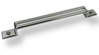 Griff Renningen Druckguss chrom glänzend - 220 mm lang vor weißem Hintergrund