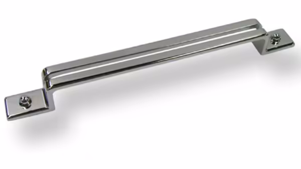 Griff Renningen Druckguss chrom glänzend - 220 mm lang vor weißem Hintergrund