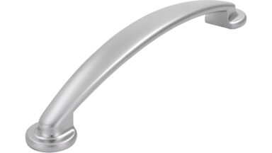Griff Rodgau Druckguss chrom matt - 185 mm lang vor weißem Hintergrund
