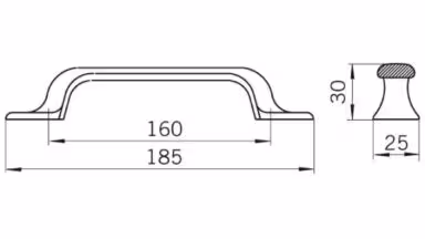 Griff Rodgau Druckguss reinweiß pulverbeschichtet - 185 mm lang  vor weißem Hintergrund