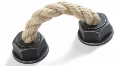 Griff Rope Kunststoff - grau-silber, Schnur - beige - 101 mm lang  vor weißem Hintergrund