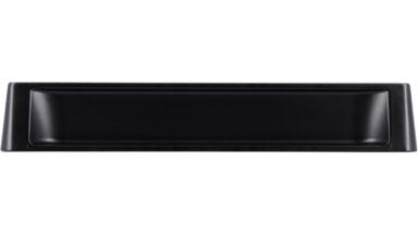 Griff Rosdorf Druckguss schwarz matt pulverbeschichtet - 138 mm lang  vor weißem Hintergrund