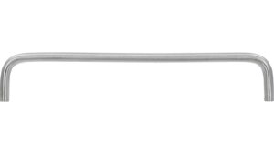Griff Rotenburg Edelstahl fein geschliffen - 166 mm lang  vor weißem Hintergrund