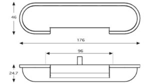 Griff Runkel Kunststoff - vintageeffekt - 176 mm lang  vor weißem Hintergrund