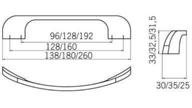 Griff Schiffweiler Druckguss alufarbig pulverbeschichtet - 138 mm lang  vor weißem Hintergrund