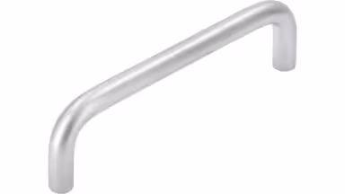 Griff Schöningen Stahl chrom matt - 104 mm lang vor weißem Hintergrund
