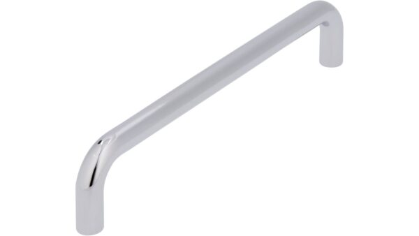 Griff Schöningen Stahl chrom glänzend - 136 mm lang vor weißem Hintergrund