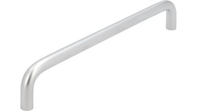 Griff Schöningen Stahl chrom matt - 168 mm lang vor weißem Hintergrund
