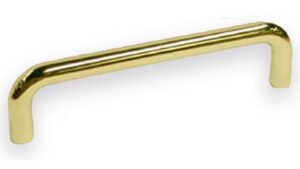 Griff Schöningen Stahl glänzend vermessingt - 200 mm lang  vor weißem Hintergrund