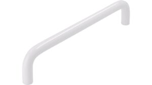 Griff Schöningen Stahl reinweiß pulverbeschichtet - 136 mm lang vor weißem Hintergrund