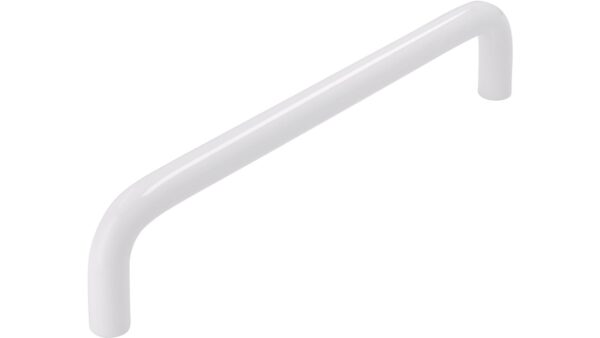 Griff Schöningen Stahl reinweiß pulverbeschichtet - 136 mm lang vor weißem Hintergrund