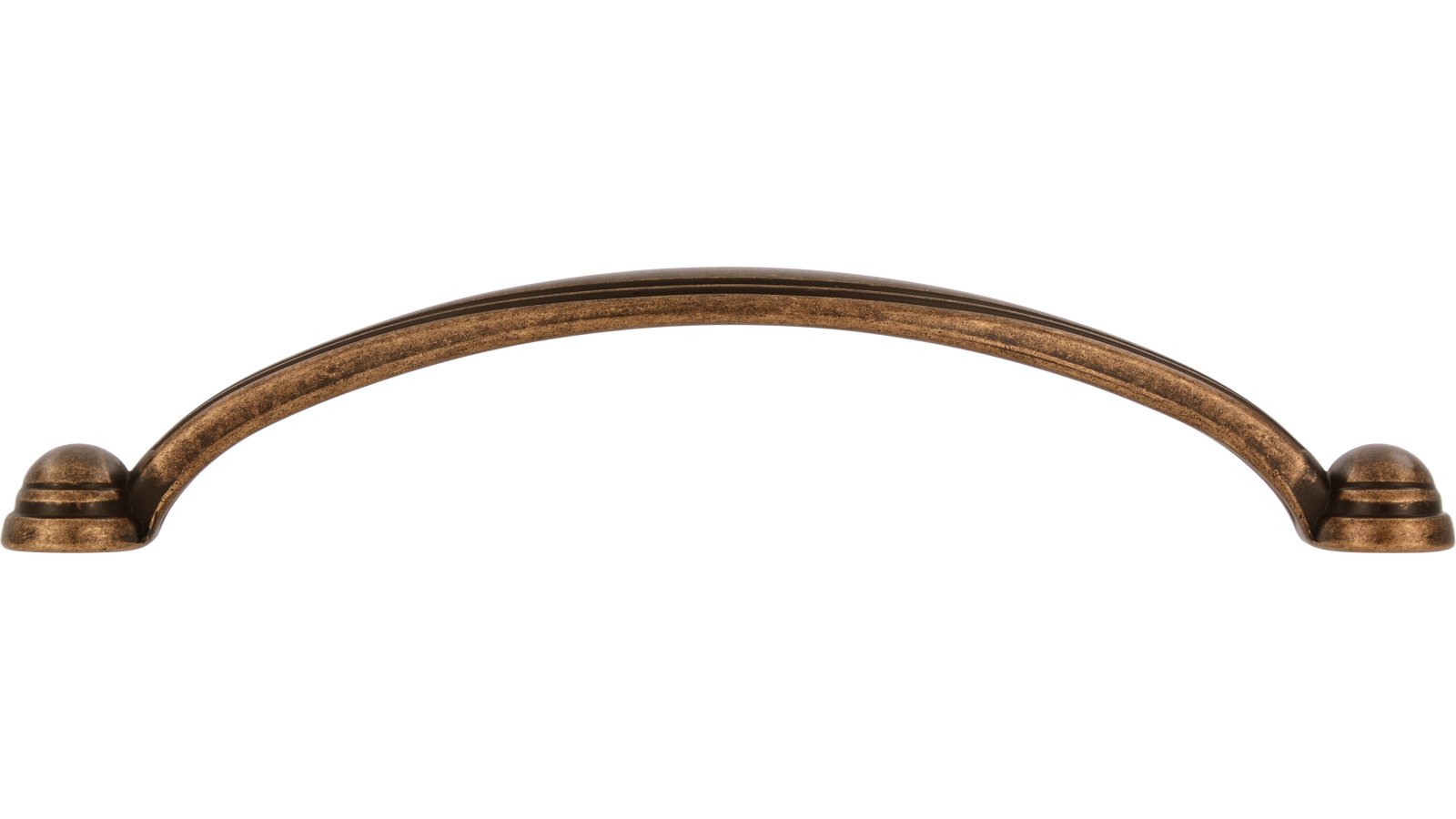 Griff Schwarzenbeck Druckguss altmessingfarbig brüniert getrommelt - 110 mm lang  vor weißem Hintergrund