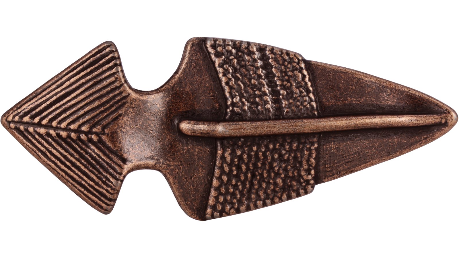 Griff Seelze Druckguss kupferfarbig brüniert - 94 mm lang  vor weißem Hintergrund