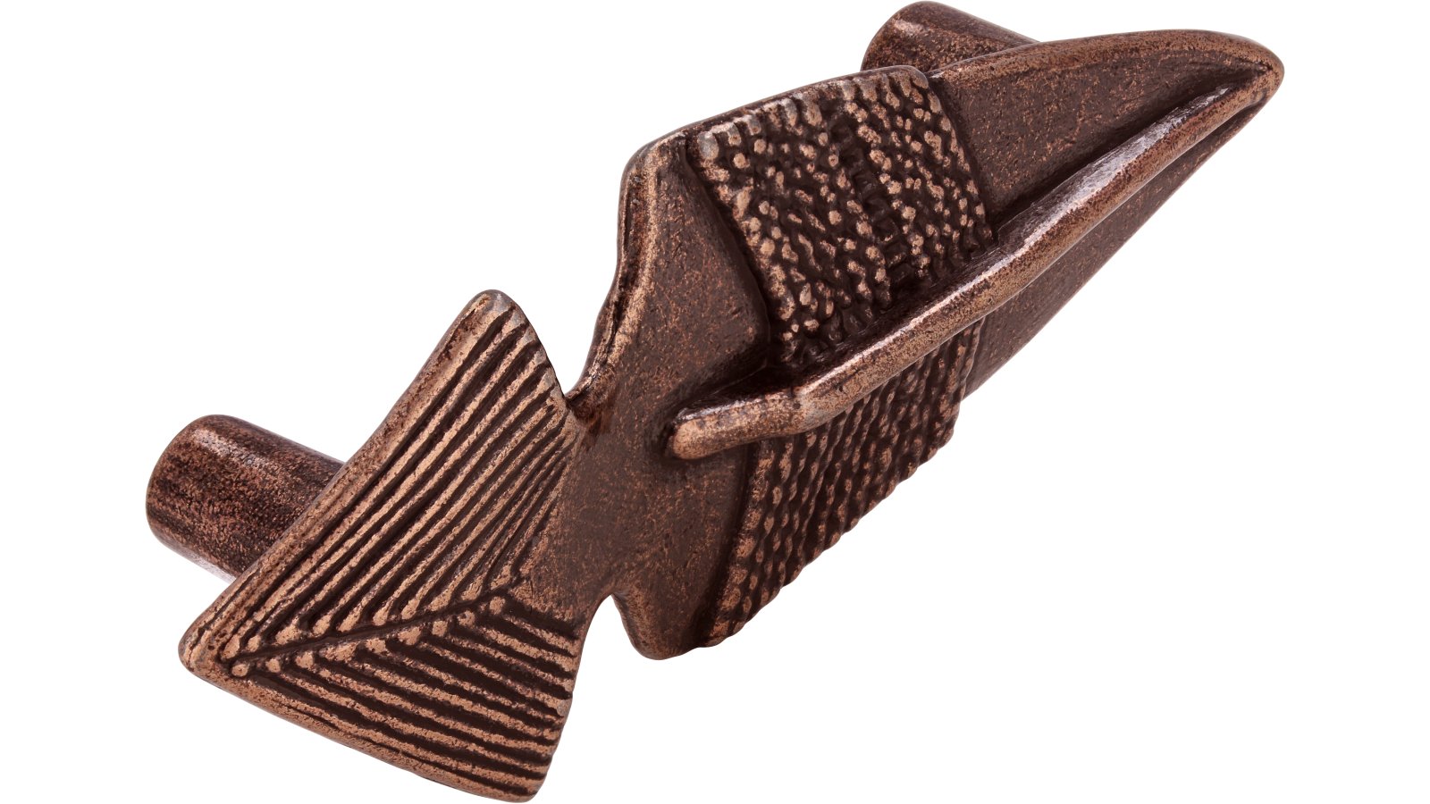 Griff Seelze Druckguss kupferfarbig brüniert - 94 mm lang  vor weißem Hintergrund