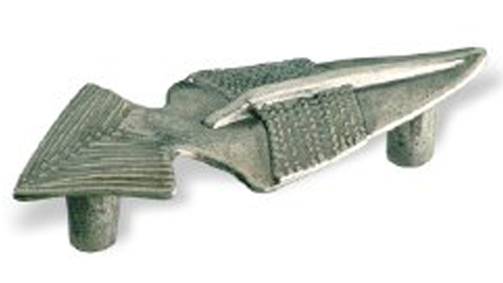 Griff Seelze Druckguss zinnfarbig - 94 mm lang  vor weißem Hintergrund