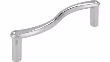 Griff Siegburg Druckguss chrom glänzend - 107 mm lang vor weißem Hintergrund