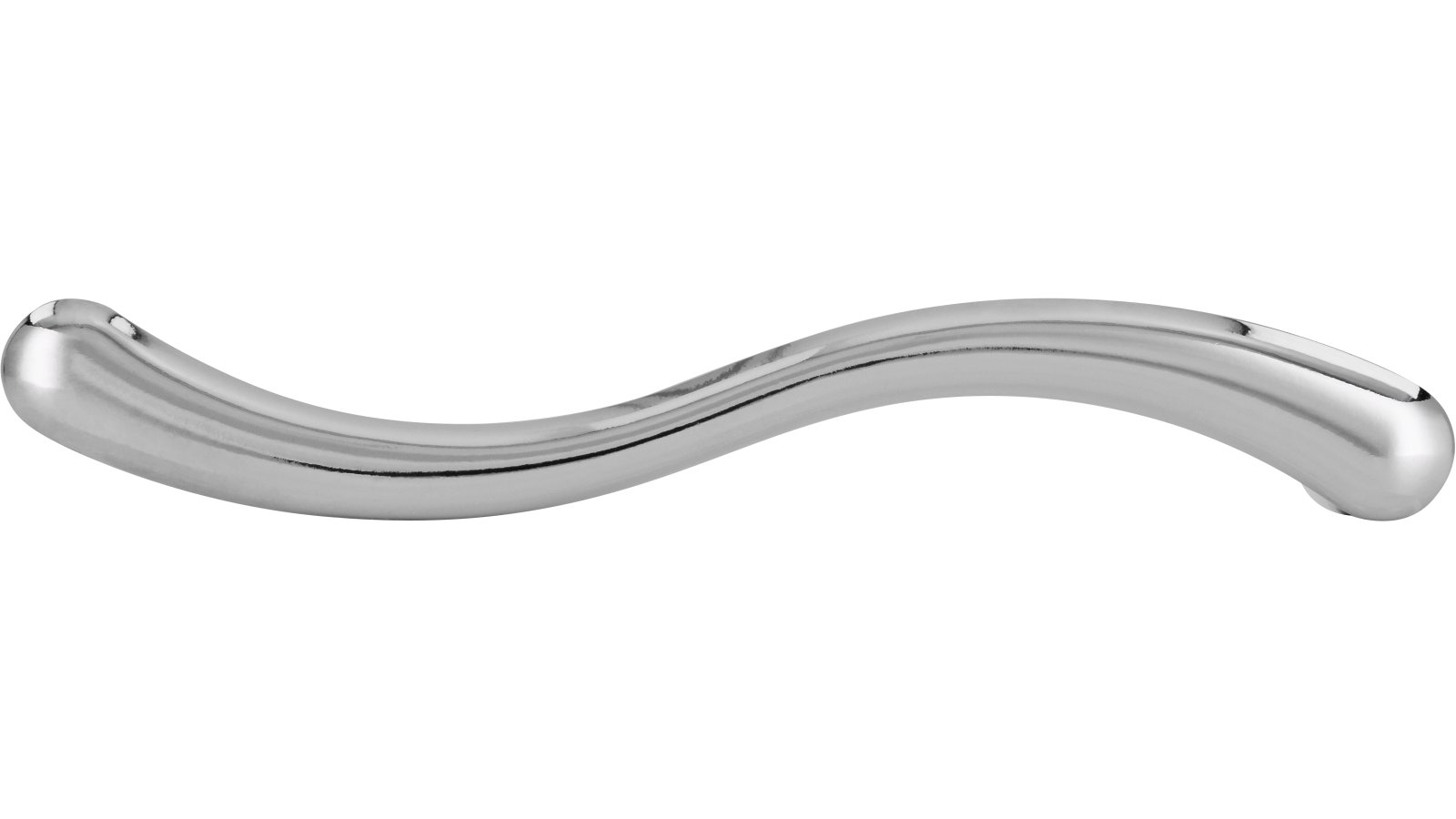 Griff Siegburg Druckguss chrom glänzend - 107 mm lang  vor weißem Hintergrund