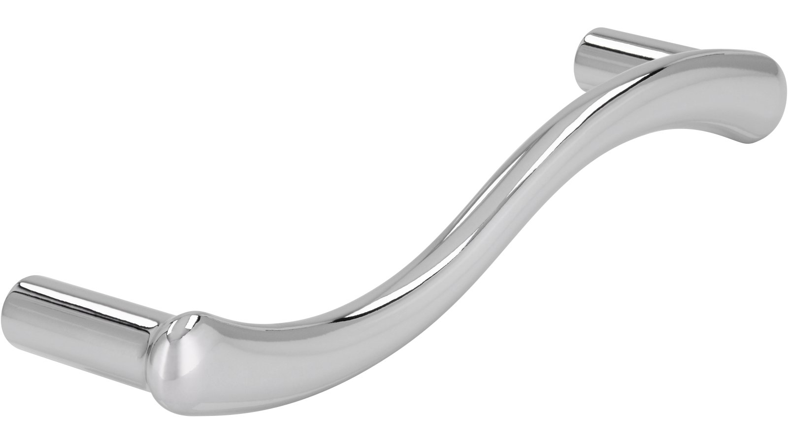 Griff Siegburg Druckguss chrom glänzend - 107 mm lang  vor weißem Hintergrund