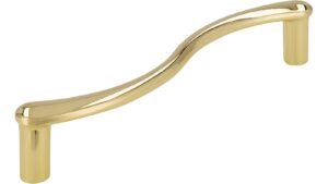 Griff Siegburg Druckguss glänzend vermessingt - 141 mm lang  vor weißem Hintergrund