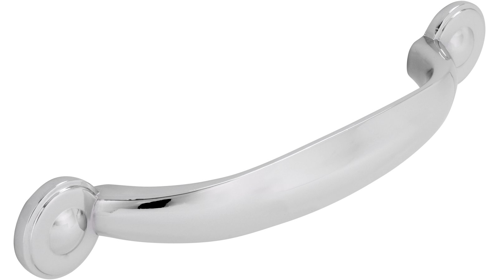 Griff Sinzig Druckguss chrom glänzend - 136 mm lang  vor weißem Hintergrund