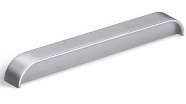 Griff Stadtallendorf Druckguss alufarbig pulverbeschichtet - 180 mm lang vor weißem Hintergrund