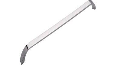 Griff Steinbach Druckguss chrom glänzend - 348 mm lang vor weißem Hintergrund