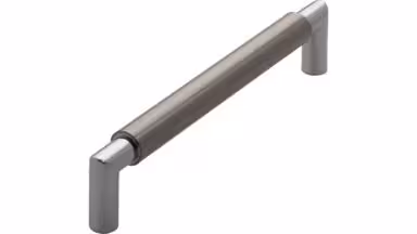 Griff Straelen Stahl - Druckguss vernickelt feingeschliffen chrom glänzend - 172 mm lang vor weißem Hintergrund