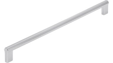 Griff Straubenhardt Druckguss chrom glänzend - 336 mm lang vor weißem Hintergrund