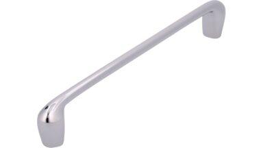 Griff Tangerhütte Druckguss chrom glänzend - 180 mm lang  vor weißem Hintergrund