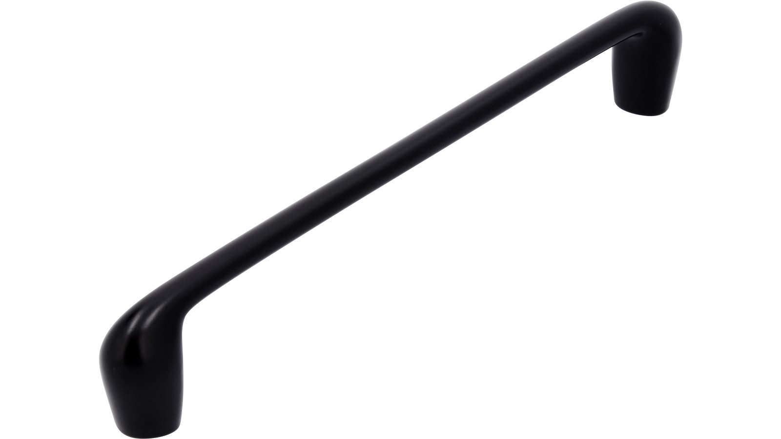 Griff Tangerhütte Druckguss schwarz matt pulverbeschichtet - 180 mm lang  vor weißem Hintergrund