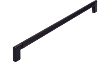 Griff Threesixty Aluminium - Druckguss schwarz matt pulverbeschichtet schwarz matt pulverbeschichtet - 334 mm lang vor weißem Hintergrund
