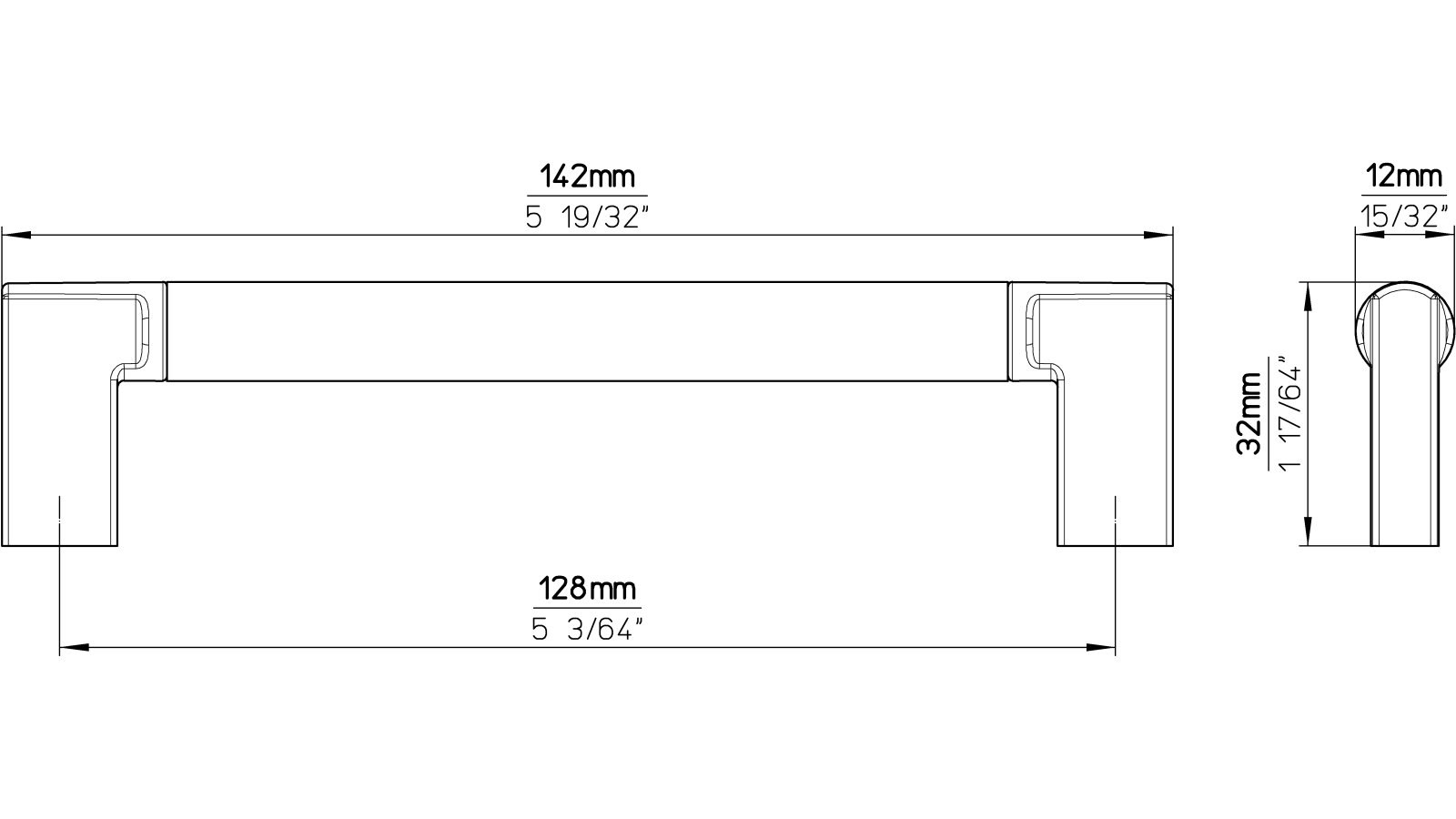 Griff Threesixty Aluminium - Druckguss messing schwarz gebürstet messing schwarz gebürstet - 142 mm lang  vor weißem Hintergrund