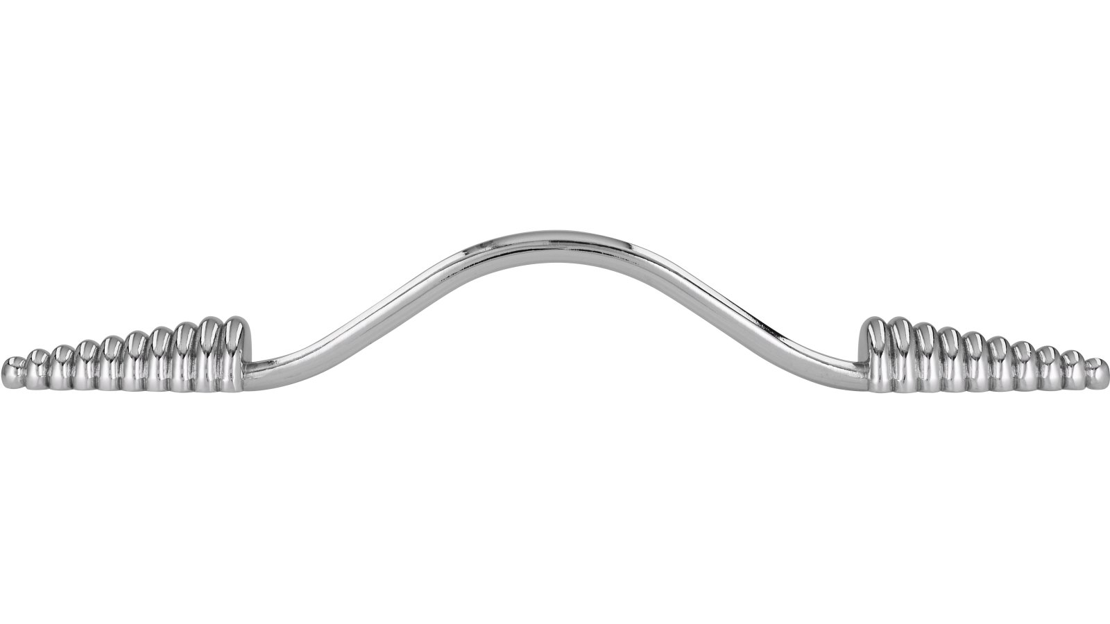 Griff Vaterstetten Druckguss chrom glänzend - 190 mm lang  vor weißem Hintergrund