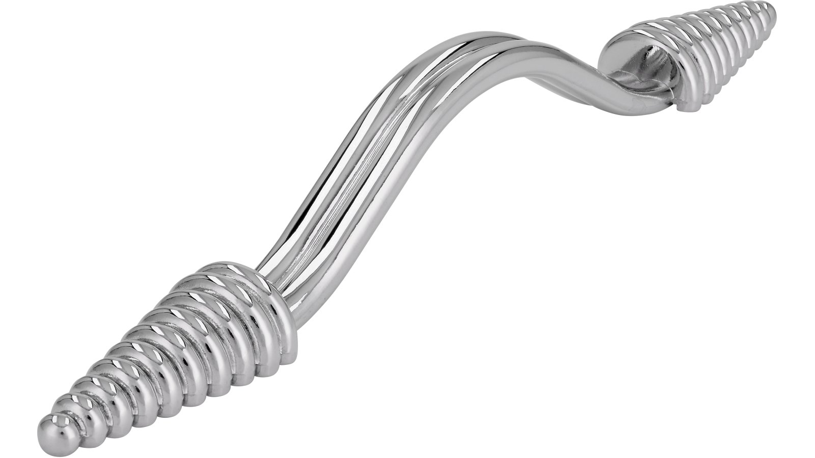 Griff Vaterstetten Druckguss chrom glänzend - 190 mm lang  vor weißem Hintergrund