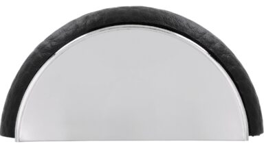 Griff Vienenburg Kunstleder - Kunststoff metallisiert chrom glänzend schwarz - 58 mm lang  vor weißem Hintergrund