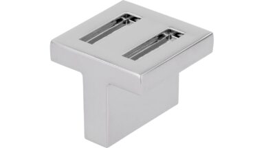 Griff Vreden Druckguss chrom glänzend - 30 mm lang  vor weißem Hintergrund
