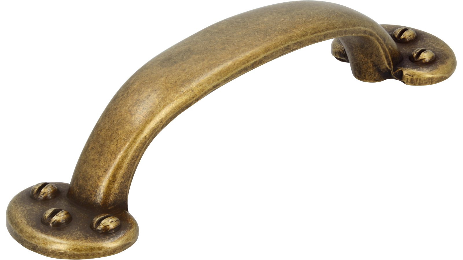 Moebelgriff-Wachtberg-brueniert-messing-Messing-Zinkdruckguss-laenge-143-646906 Griff Wachtberg Druckguss altmessingfarbig brüniert getrommelt - 143 mm lang vor weißem Hintergrund