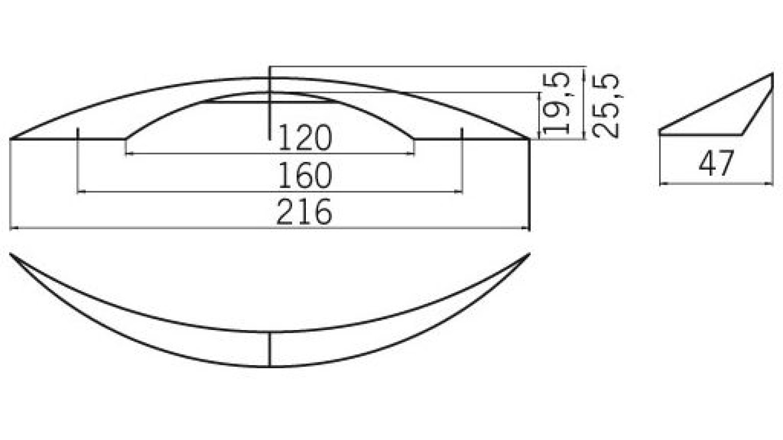 Griff Waghäusel Druckguss alufarbig pulverbeschichtet - 216 mm lang  vor weißem Hintergrund