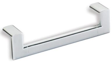 Griff Waldbröl Druckguss chrom matt - 180 mm lang vor weißem Hintergrund