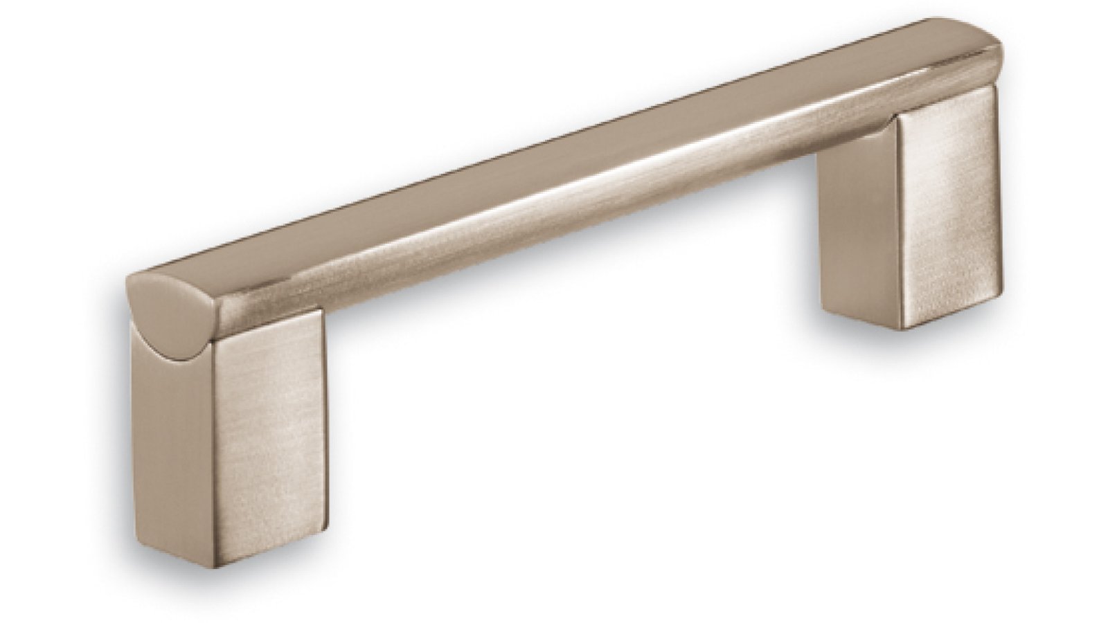 Griff Waldshut-Tiengen Aluminium vernickelt feingeschliffen - 140 mm lang  vor weißem Hintergrund