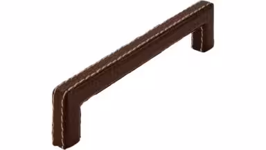 Griff Wallerfangen Kunstleder - Kunststoff braun - 140 mm lang vor weißem Hintergrund