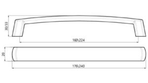 Griff Waltershausen Lederstruktur - schwarz - 178 mm lang  vor weißem Hintergrund
