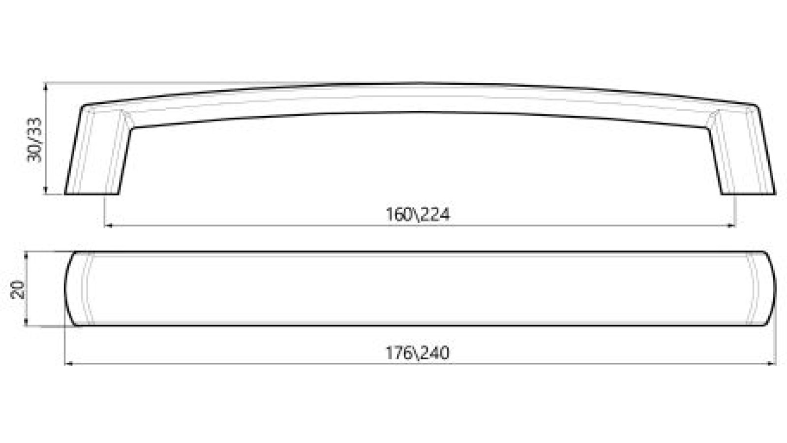 Griff Waltershausen Lederstruktur - schwarz - 178 mm lang  vor weißem Hintergrund