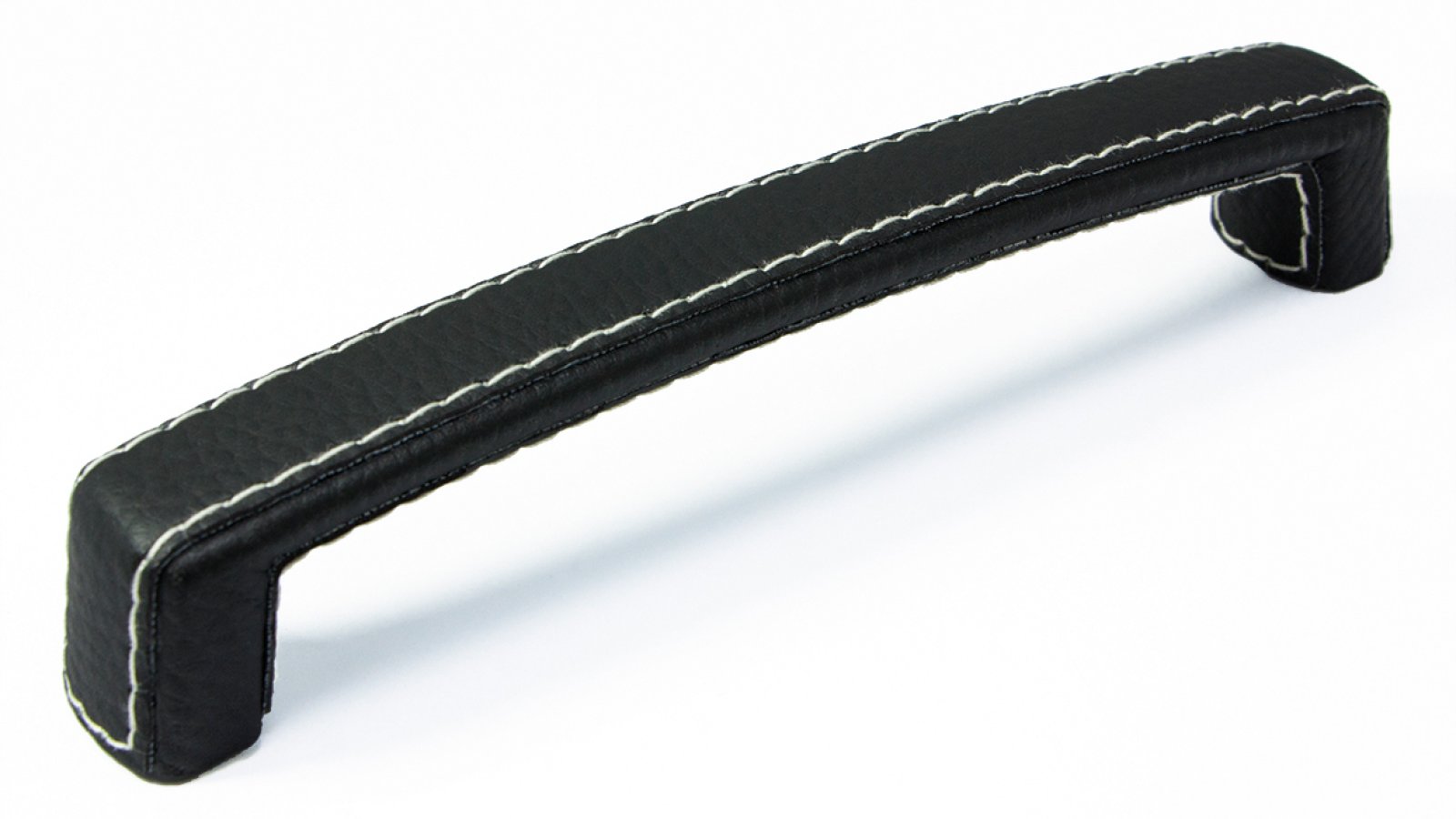 Griff Waltershausen Lederstruktur - schwarz - 178 mm lang  vor weißem Hintergrund