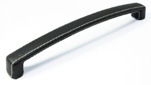 Griff Waltershausen Lederstruktur - schwarz - 242 mm lang  vor weißem Hintergrund