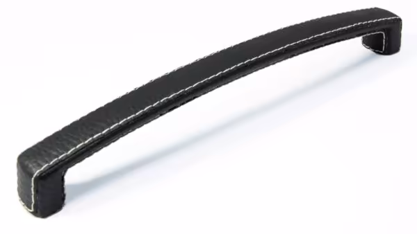 Griff Waltershausen Lederstruktur - schwarz - 242 mm lang  vor weißem Hintergrund