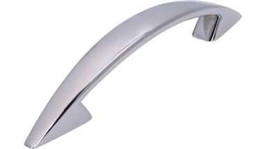 Griff Wangen Druckguss chrom glänzend - 179 mm lang vor weißem Hintergrund