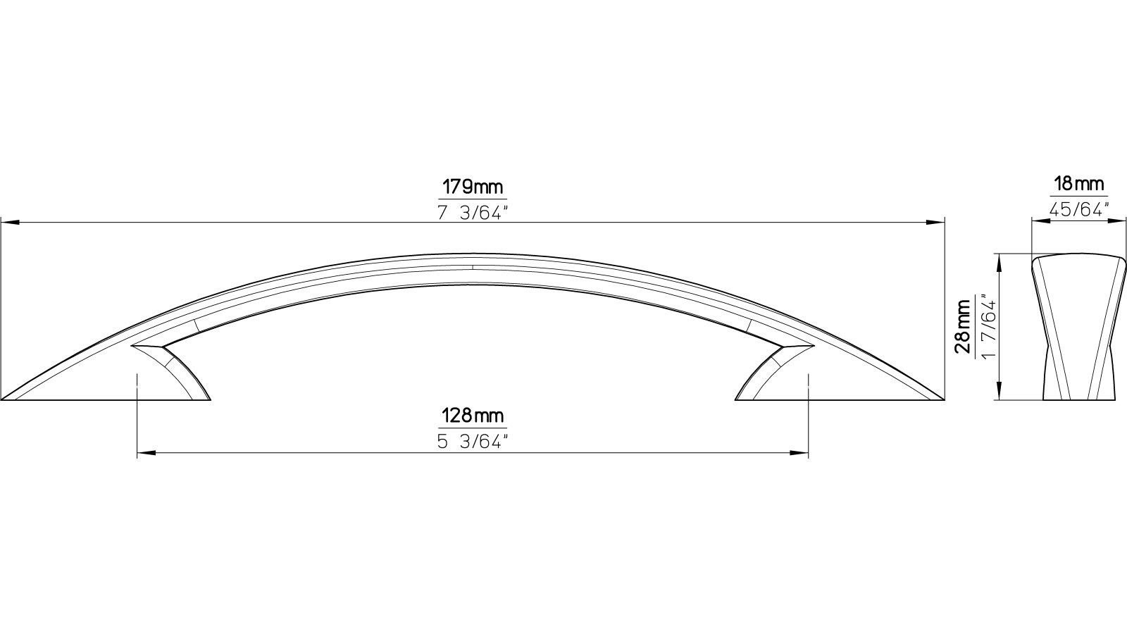 Griff Wangen Druckguss glänzend vermessingt - 179 mm lang  vor weißem Hintergrund