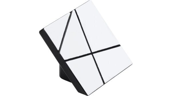 Griff Wedel Kunststoff schwarz bedruckt weiß - 40 mm lang  vor weißem Hintergrund