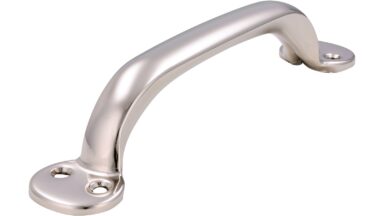 Griff Wegberg Stahl nickel glänzend - 200 mm lang  vor weißem Hintergrund
